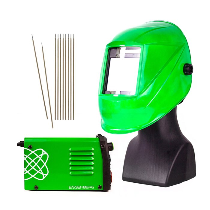 Eggenberg MMA100 Mini Wechselrichter + Eggenberg Schweißhelm + Elektroden