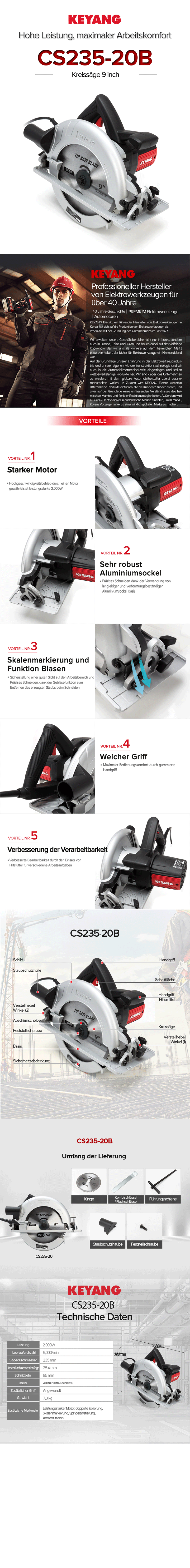 Keyang CS235-20B Kreissäge - 2000W 235mm
