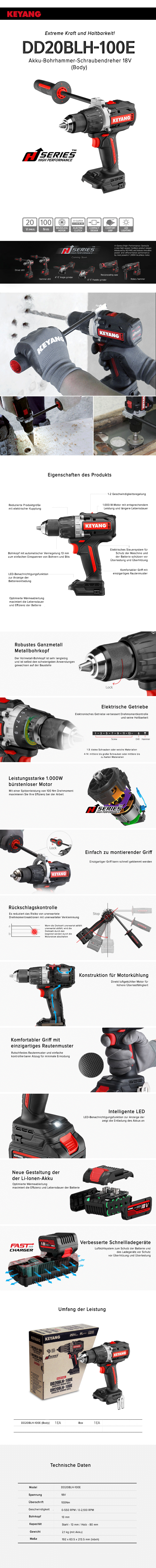 Keyang DD20BLH100E Accu boor-schroefmachine – BODY