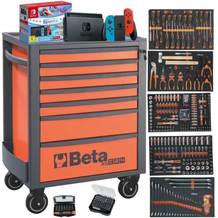 Beta RSC24/7FO Werkzeugwagen 390-tlg. + Nintendo Switch