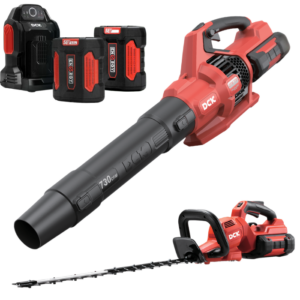 DCK Tools 58V Finish-Set – Akku-Laubbläser + Heckenschere mit zusätzlichem 5.0Ah Akku