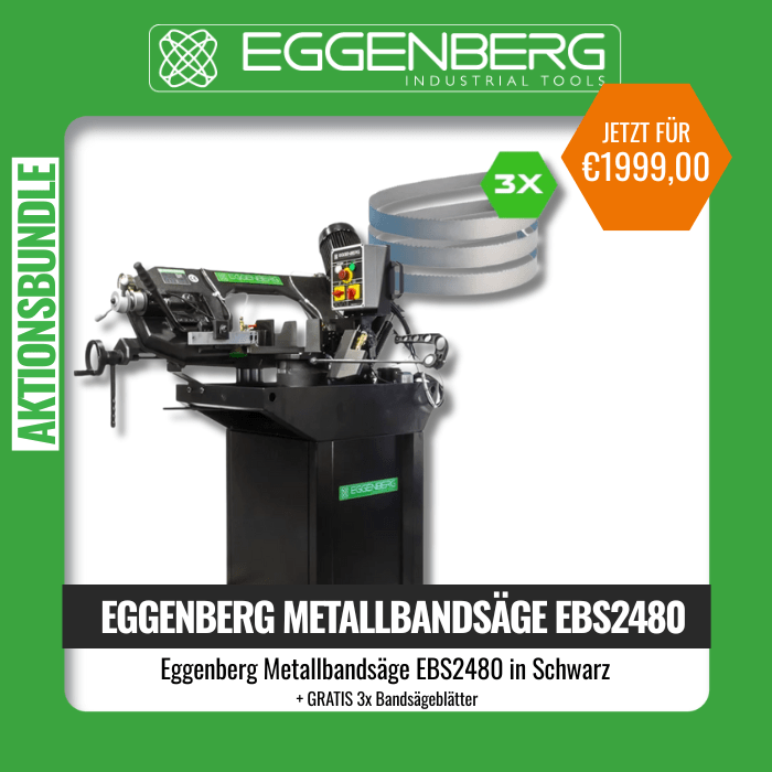 Eggenberg Metallbandsäge EBS2480 in Schwarz  + GRATIS 3x Bandsägeblätter BUNDLE-min