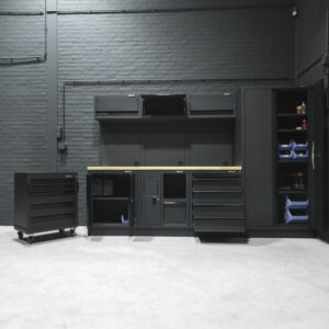 Pillar Werkstatteinrichtung Modular – Edelstahl-Arbeitsplatte – Tiefe 61,5 cm – Midnight Black Design – Bild 4