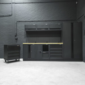 Pillar Werkstatteinrichtung Modular – Edelstahl-Arbeitsplatte – Tiefe 61,5 cm – Midnight Black Design – Bild 3