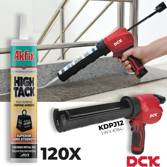 AKFIX AKTIONSSET Hightack weiß 120x + 1x DCK Akku-Kartuschenpistole 12V – Komplettes Klebeset für Profis AKFIX AKTIONSSET Hightack weiß 120x + 1x DCK Akku-Kartuschenpistole 12V – Komplettes Klebeset für Profis